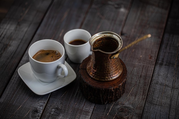 High angle view of coffee on table