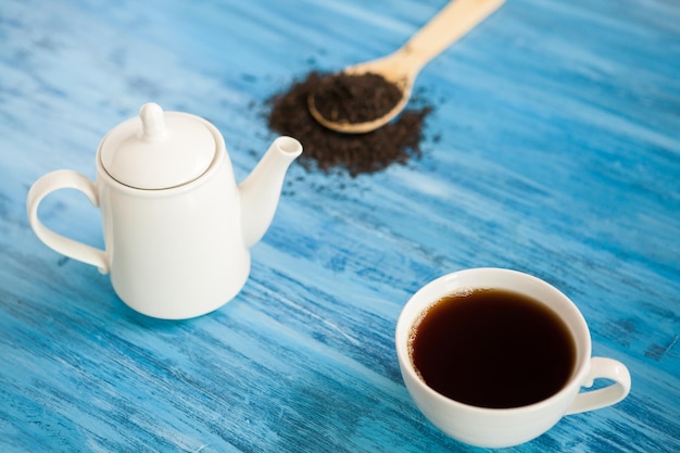 High angle view of coffee on table