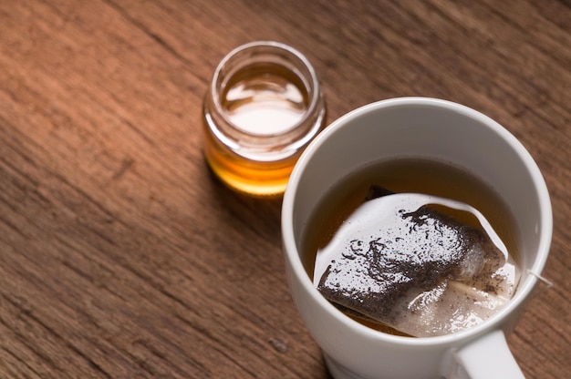 High angle view of coffee on table
