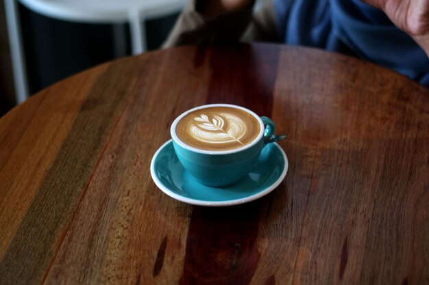 High angle view of coffee on table