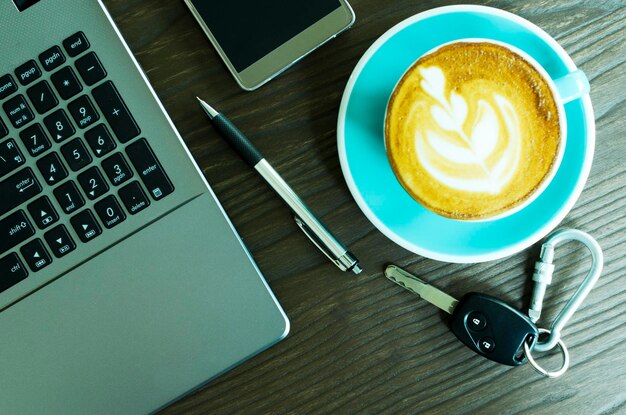 High angle view of coffee on table