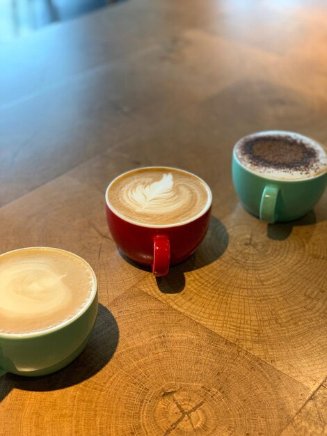 High angle view of coffee on table