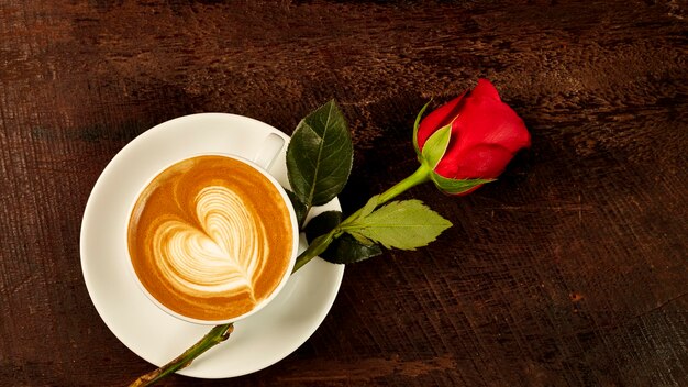 High angle view of coffee on table