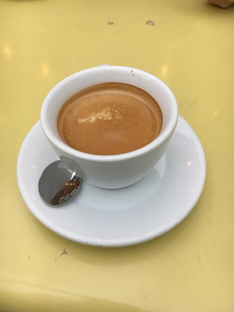 High angle view of coffee on table