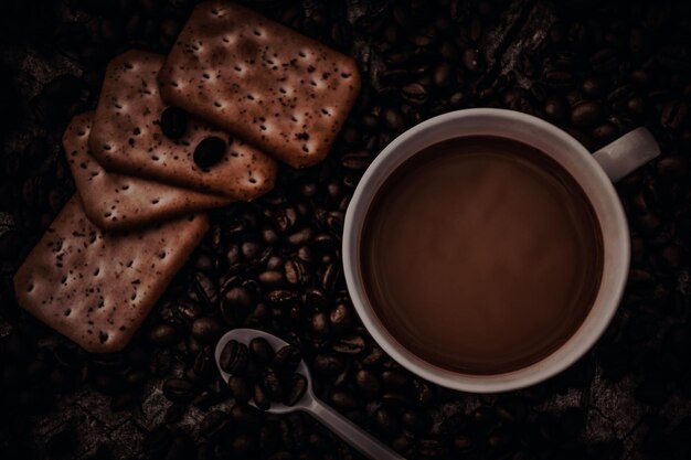 Photo high angle view of coffee on table