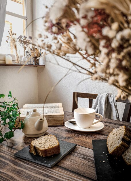 High angle view of coffee on table