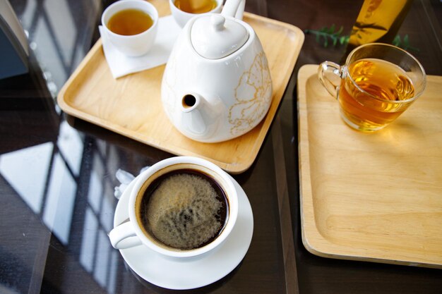 Photo high angle view of coffee on table