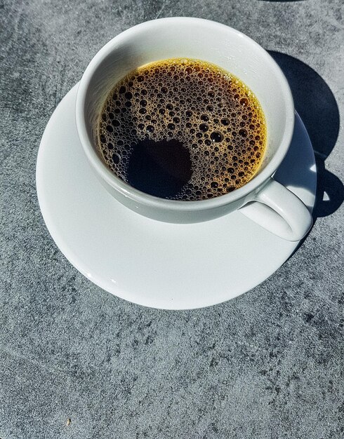 High angle view of coffee on table