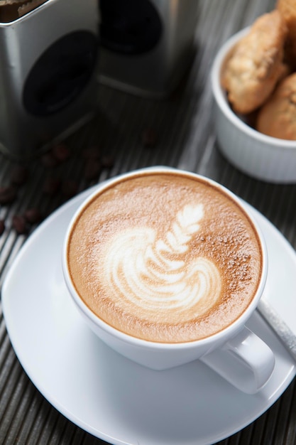 high angle view of coffee on table