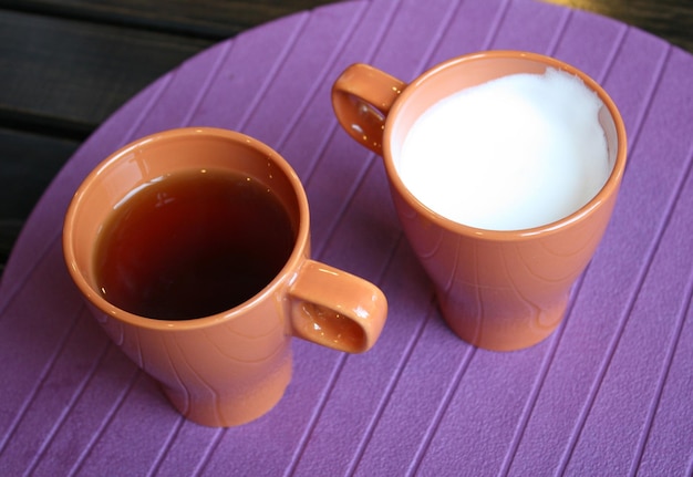 High angle view of coffee on table