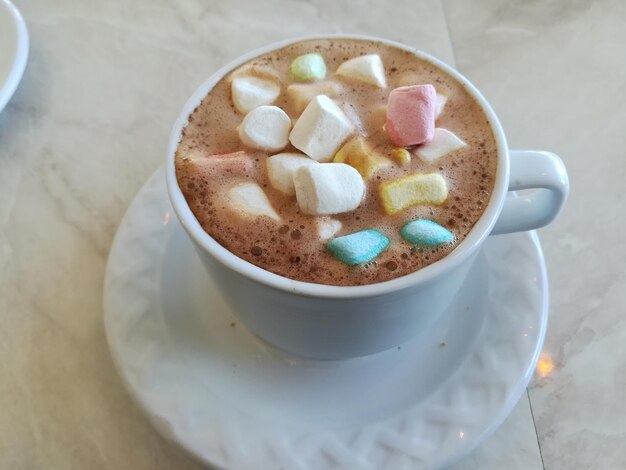 High angle view of coffee on table