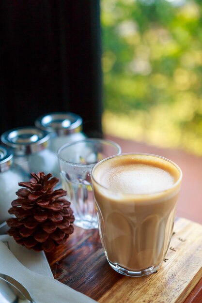 Photo high angle view of coffee on table