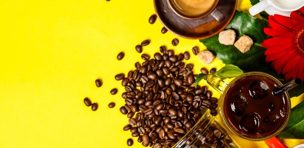 High angle view of coffee on table