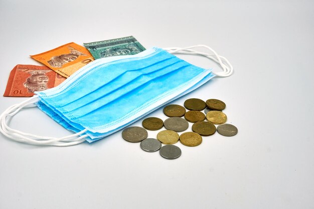 High angle view of coins on table