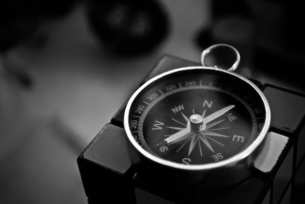 high angle view of compass