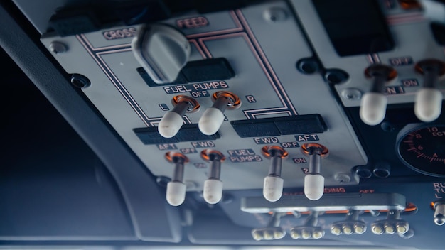 High angle view of computer keyboard on airplane