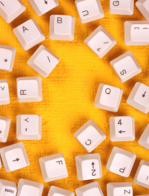 High angle view of computer keys on table