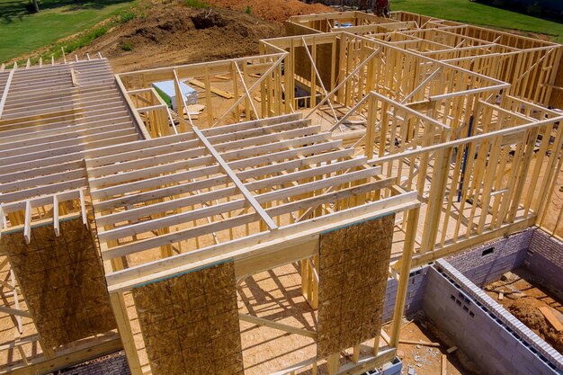 High angle view of construction site by building