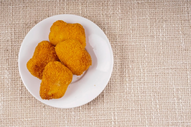 High angle view of cookies in plate on table