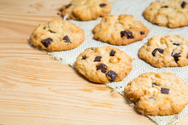 High angle view of cookies on table