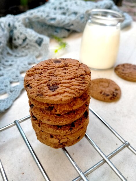 High angle view of cookies