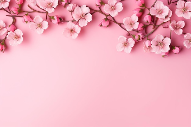 ピンクの背景のデイジー花の高角度の景色