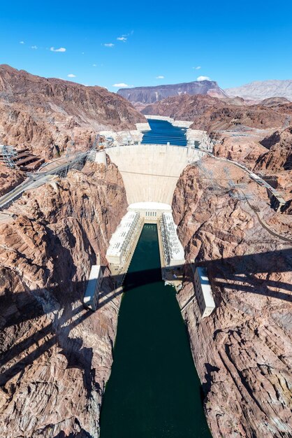 High angle view of dam against sky