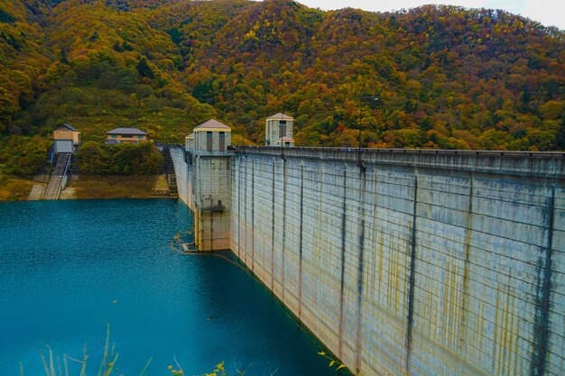 Photo high angle view of dam