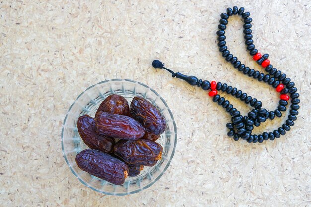 High angle view of dates on table