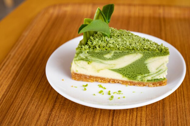 High angle view of dessert in plate on table