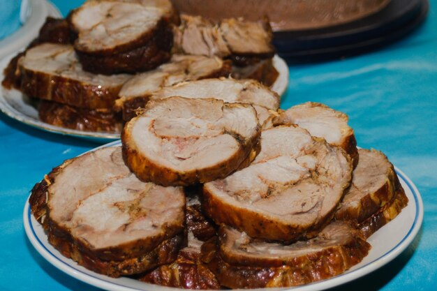 High angle view of dessert in plate on table