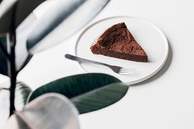 High angle view of dessert in plate on table