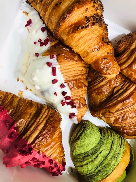 High angle view of dessert in plate