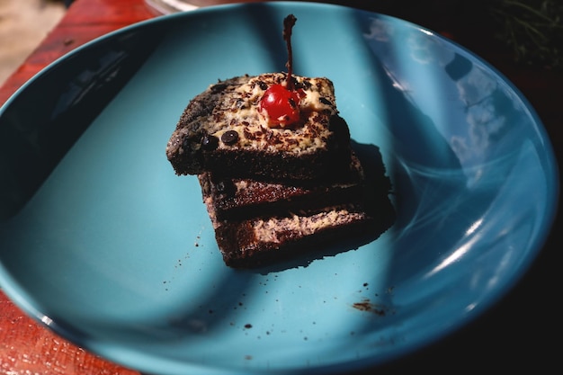 Photo high angle view of dessert in plate