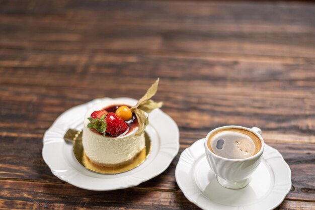 High angle view of dessert on table