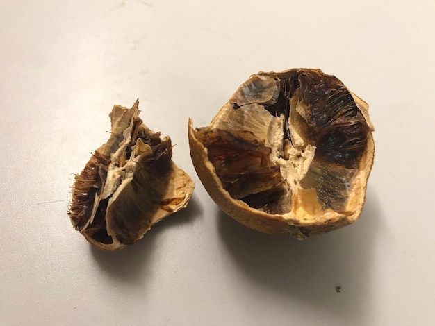 Photo high angle view of dried shell on table