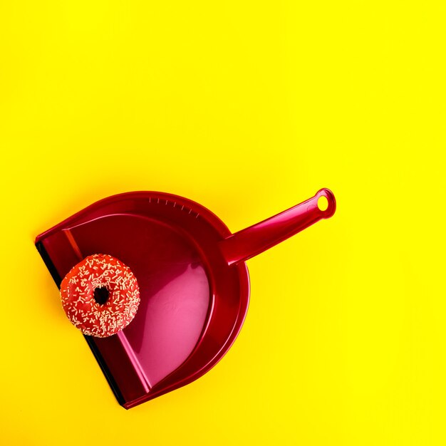 High angle view of drink against yellow background