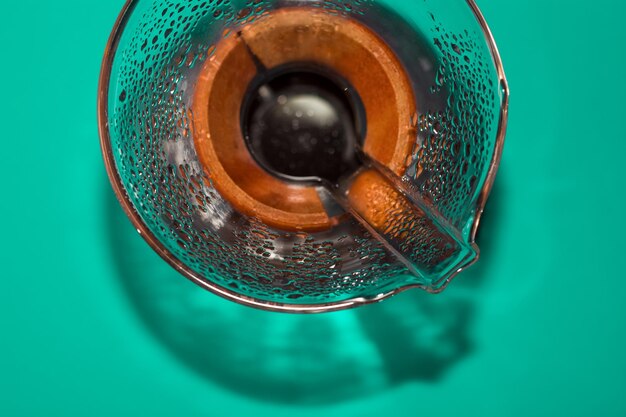 High angle view of drink in glass