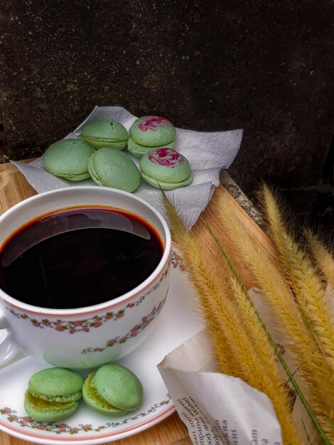 High angle view of drink on table