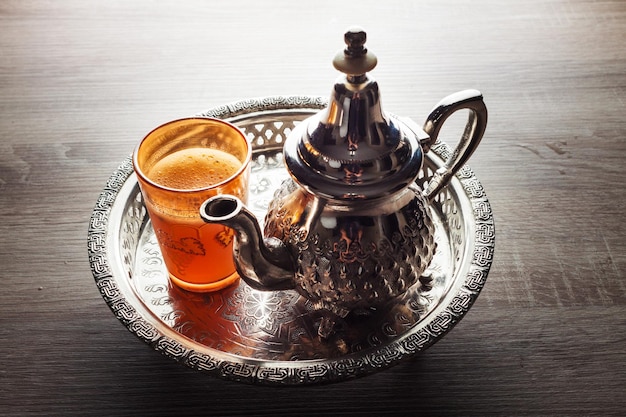 High angle view of drink on table