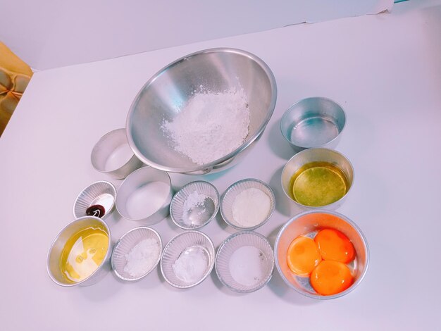 High angle view of drink on table