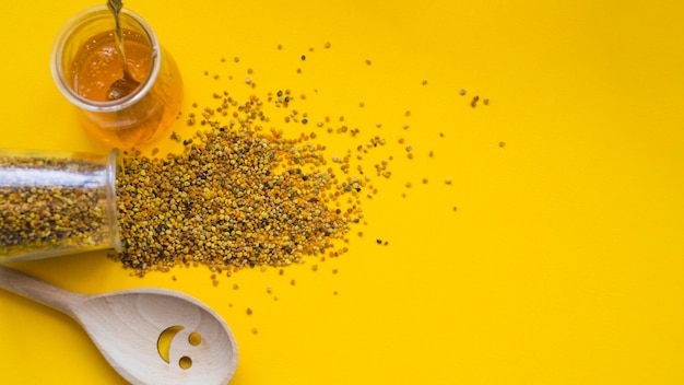 High angle view of drink on yellow background