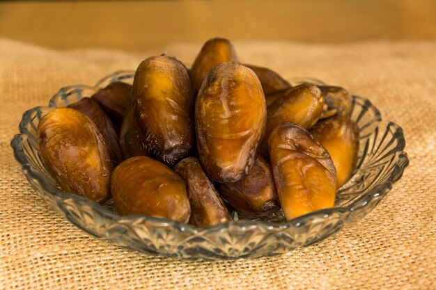 High angle view of eggs in basket on table