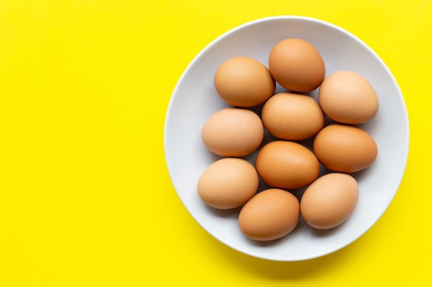 High angle view of eggs in container