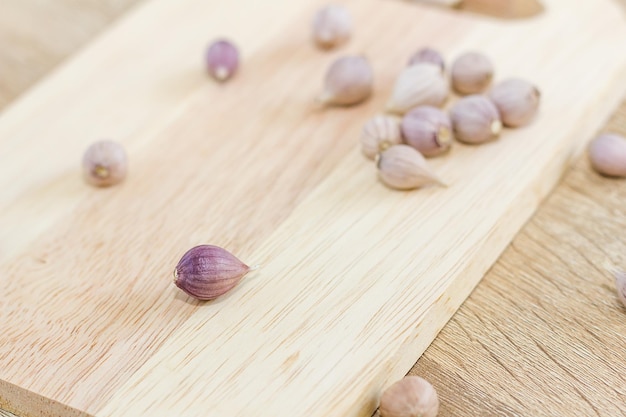 High angle view of eggs on cutting board