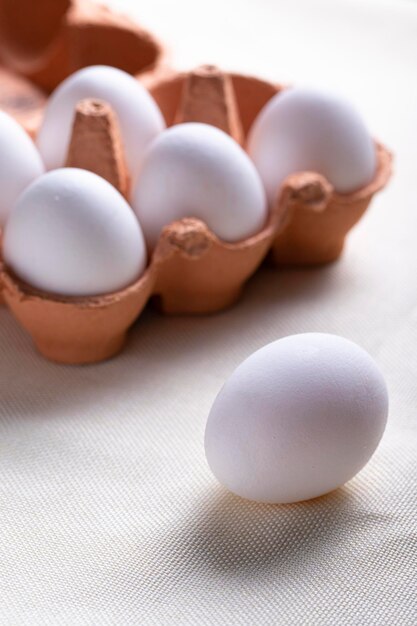 High angle view of eggs on table