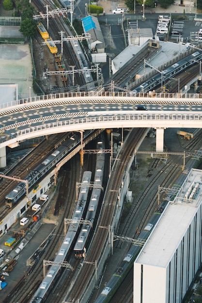 Photo high angle view of elevated road in city
