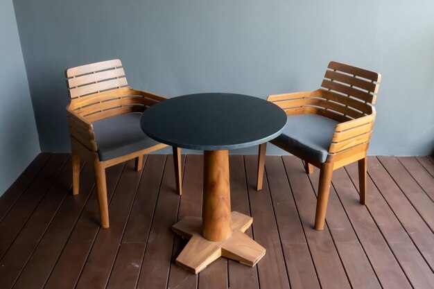 High angle view of empty chairs on table