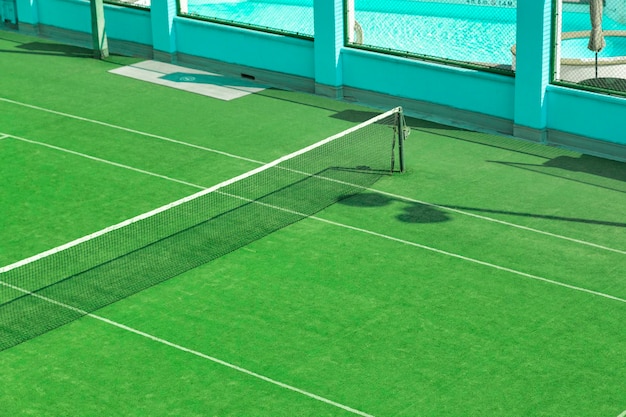 High angle view of empty tennis court