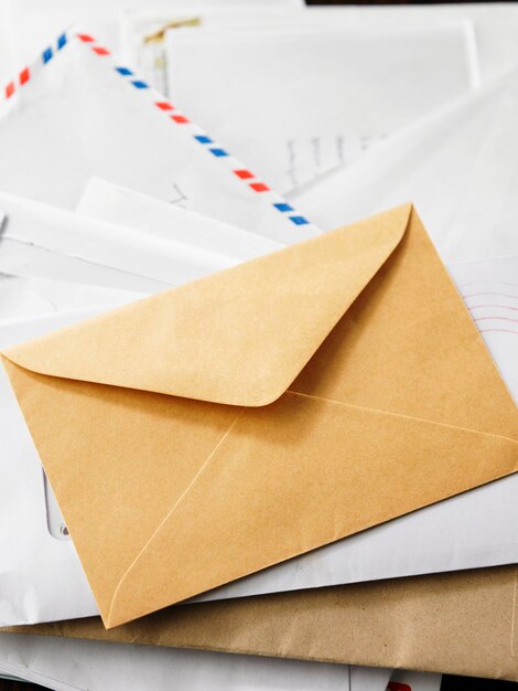 High angle view of envelopes